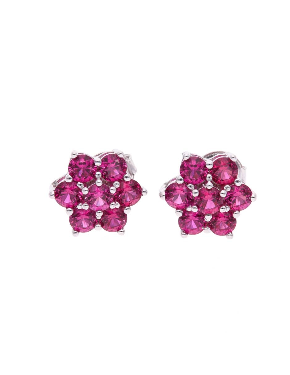 Broqueles de flor de plata P 925 con acabado brillante Broqueles de flor de plata P 925 con acabado brillante