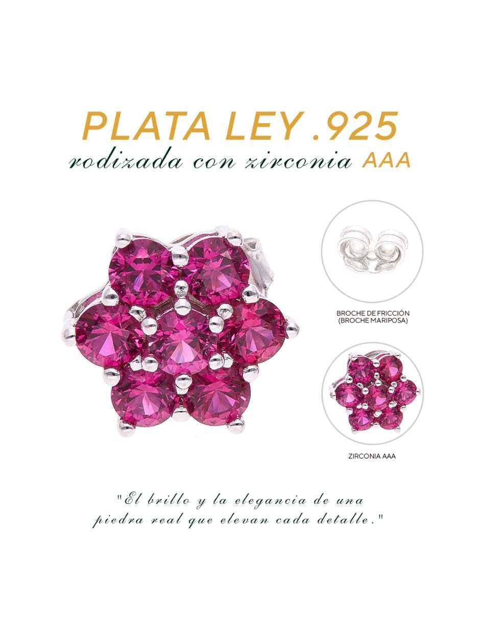 Broqueles de flor de plata P 925 con acabado brillante 3