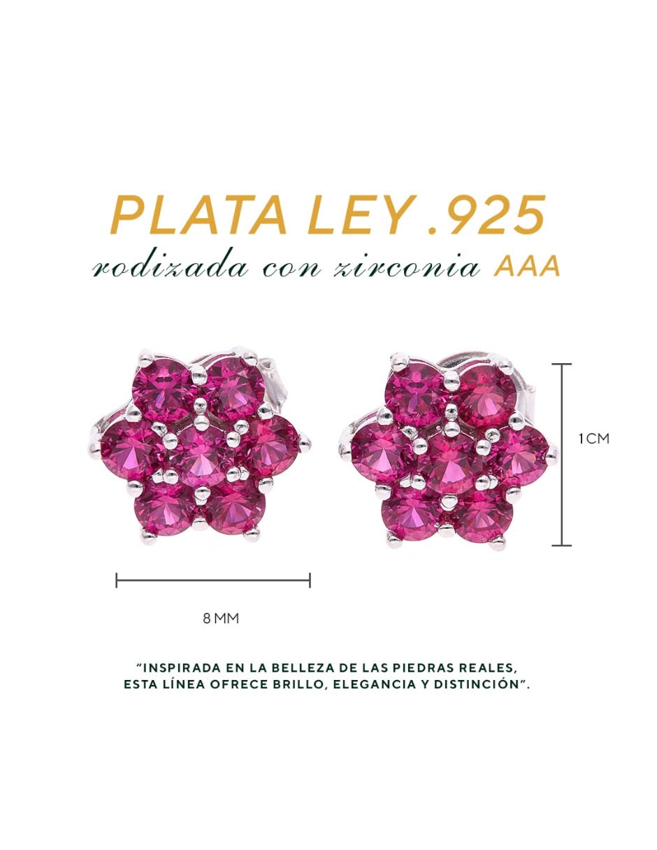 Broqueles de flor de plata P 925 con acabado brillante 6