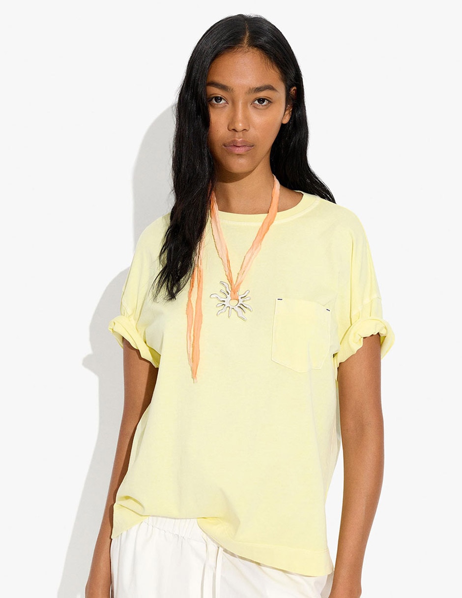 Playera manga corta cuello redondo para mujer