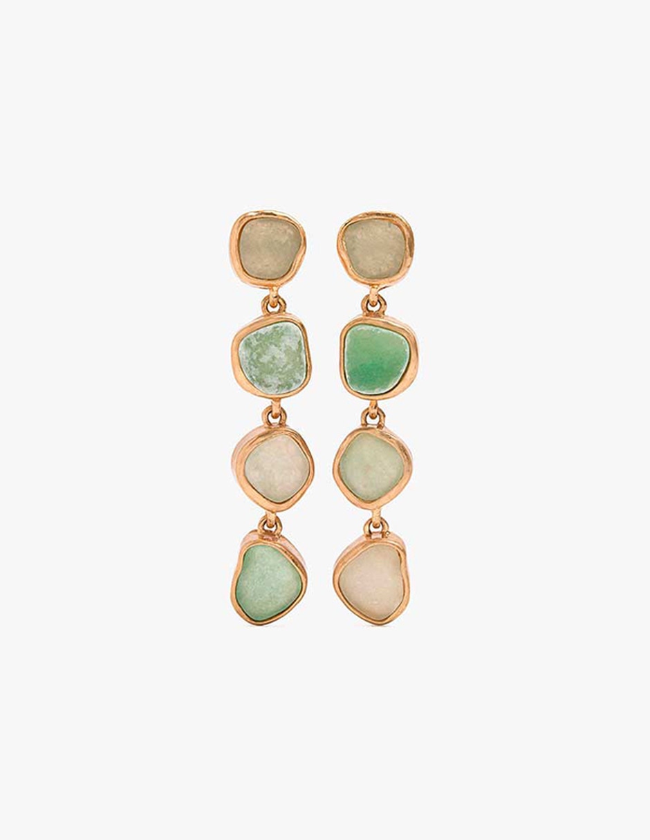 Aretes largos de piedras de zinc con acabado mate