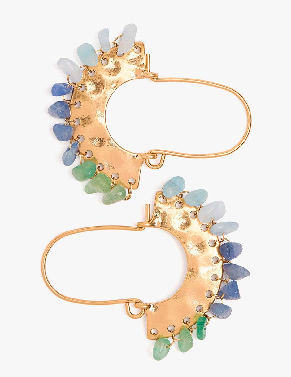 Aretes de aro con piedras irregulares de hierro con acabado mate 2