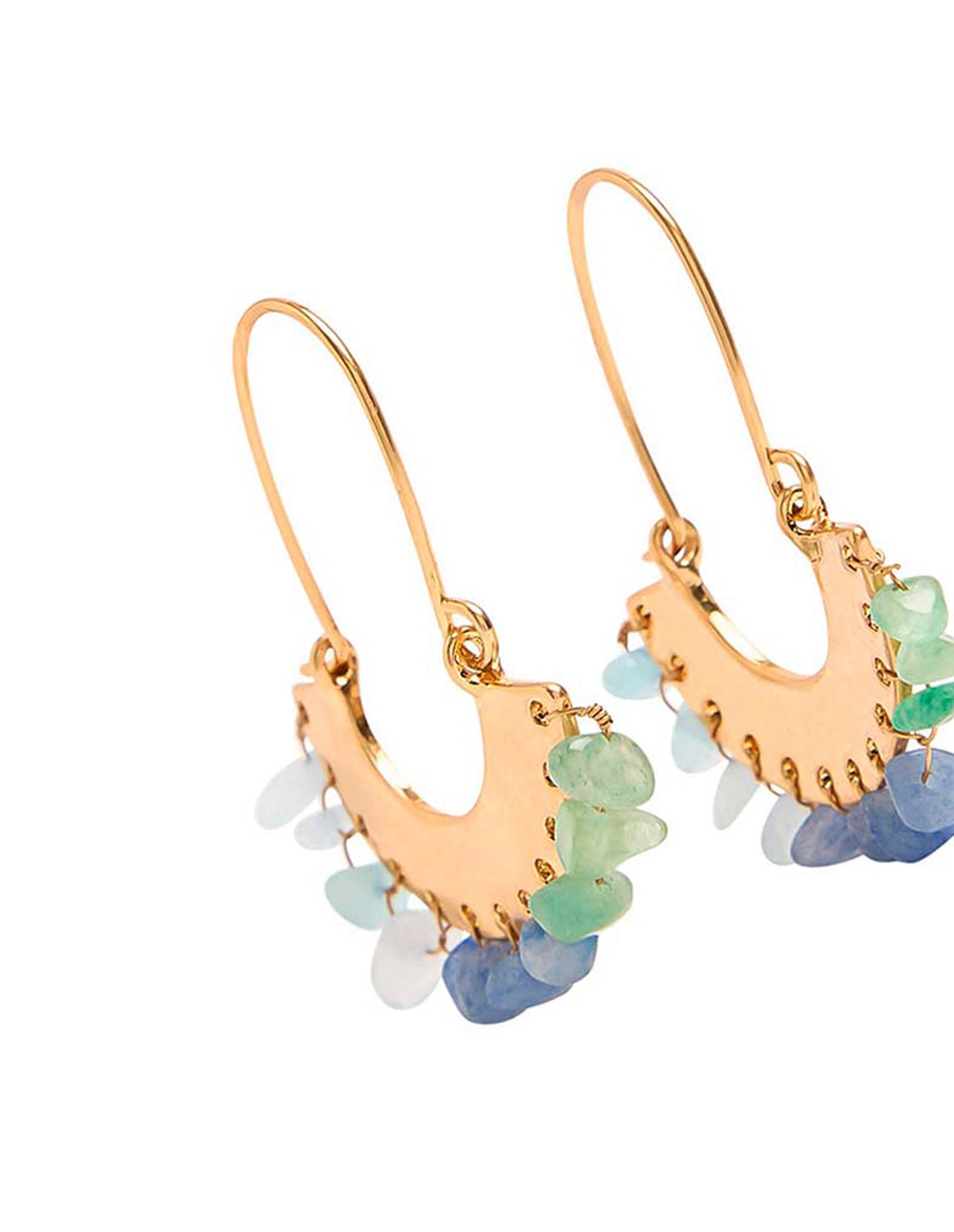 Aretes de aro con piedras irregulares de hierro con acabado mate 3