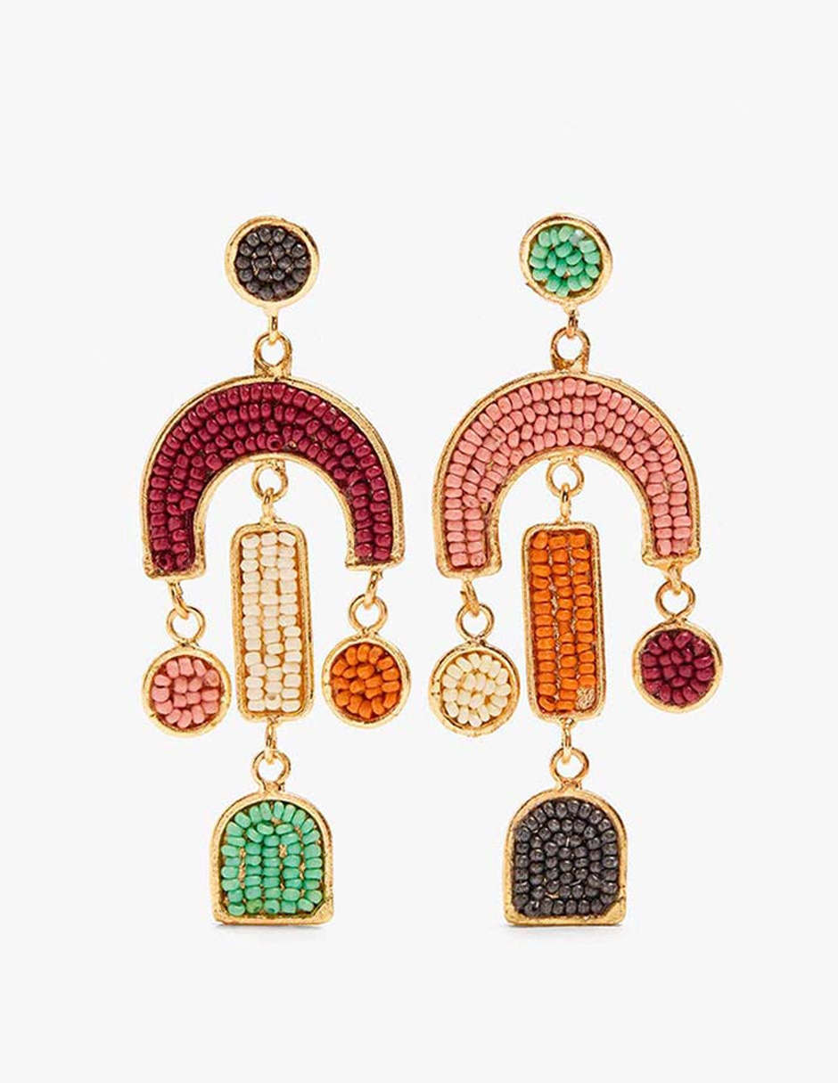 Aretes asimétricos con abalorios de zinc con acabado mate Aretes asimétricos con abalorios de zinc con acabado mate