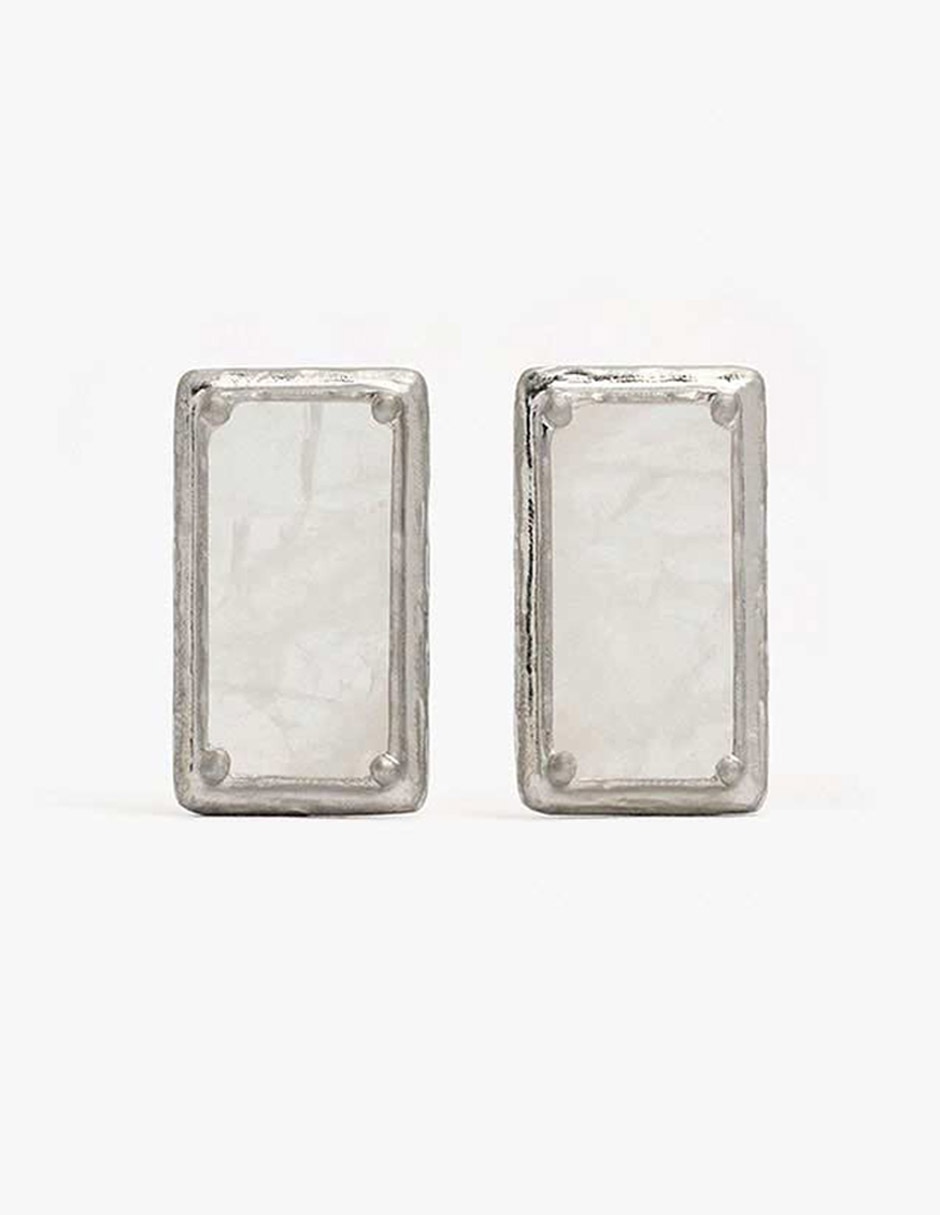 Aretes rectangulares con piedra de zinc con acabado mate