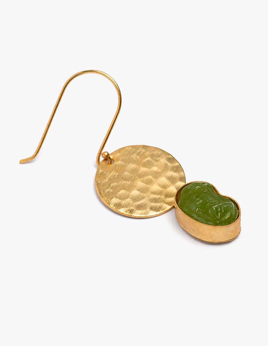 Aretes redondos con piedras de latón con acabado mate 2