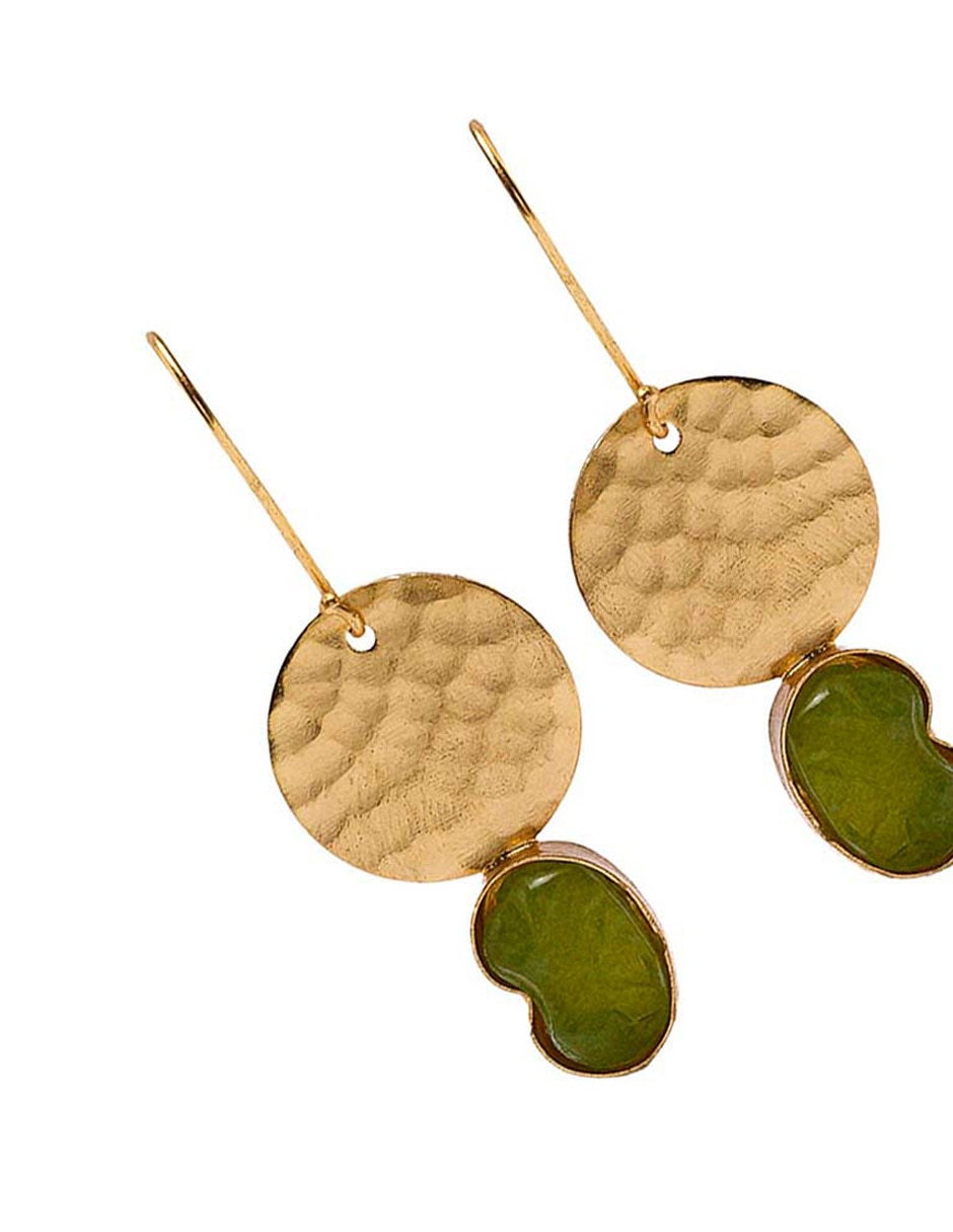 Aretes redondos con piedras de latón con acabado mate 3