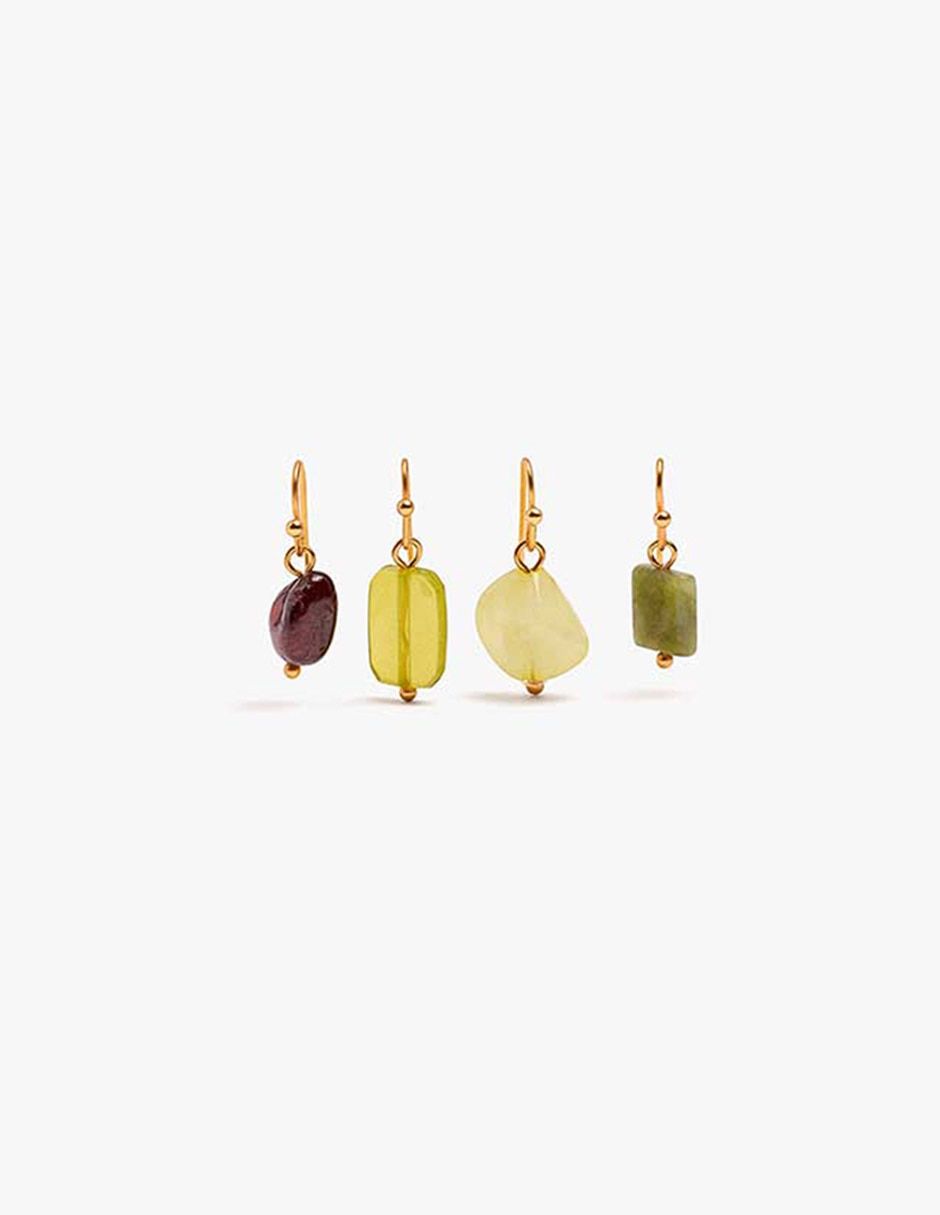 Set de aretes con piedra y resina de resina con acabado mate