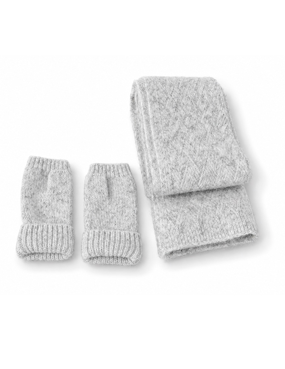 Set gorro guantes bufanda estampado tejido de mujer 4