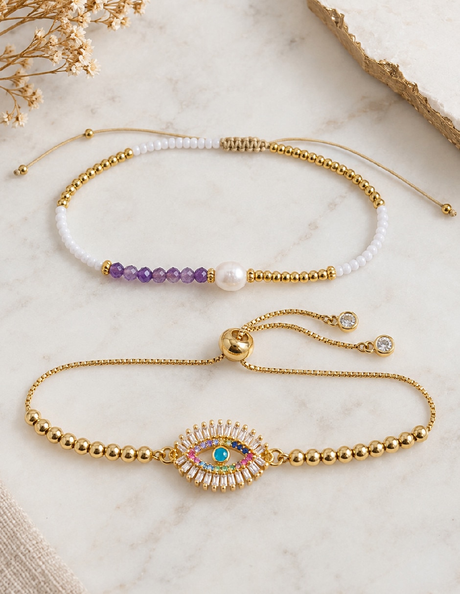 Set de pulsera de oro amarillo 18 k 2