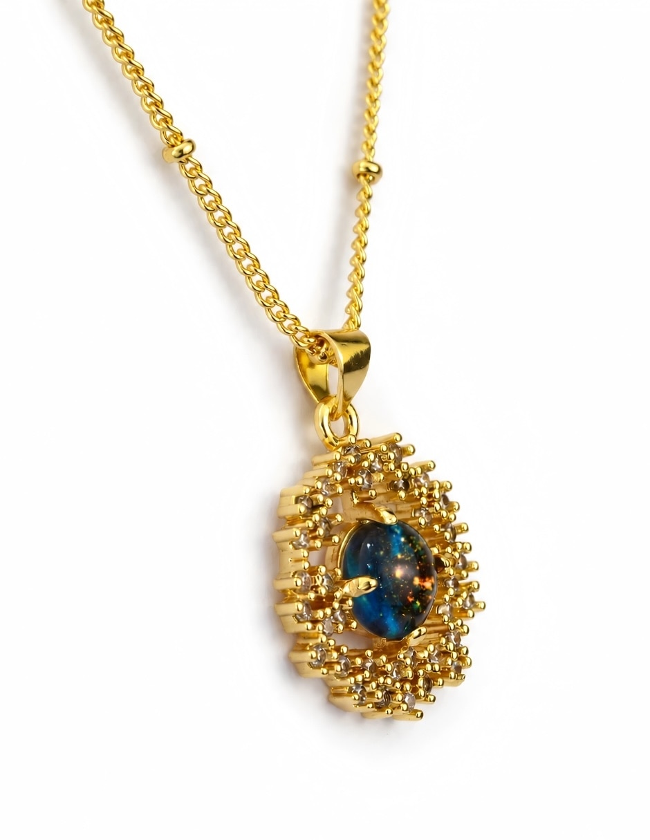 Collar con dije  nebula de baño oro 3