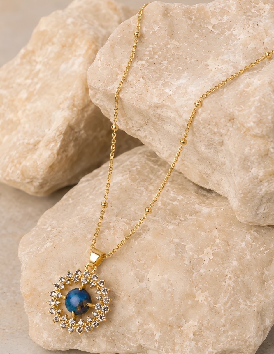 Collar con dije  nebula de baño oro 5
