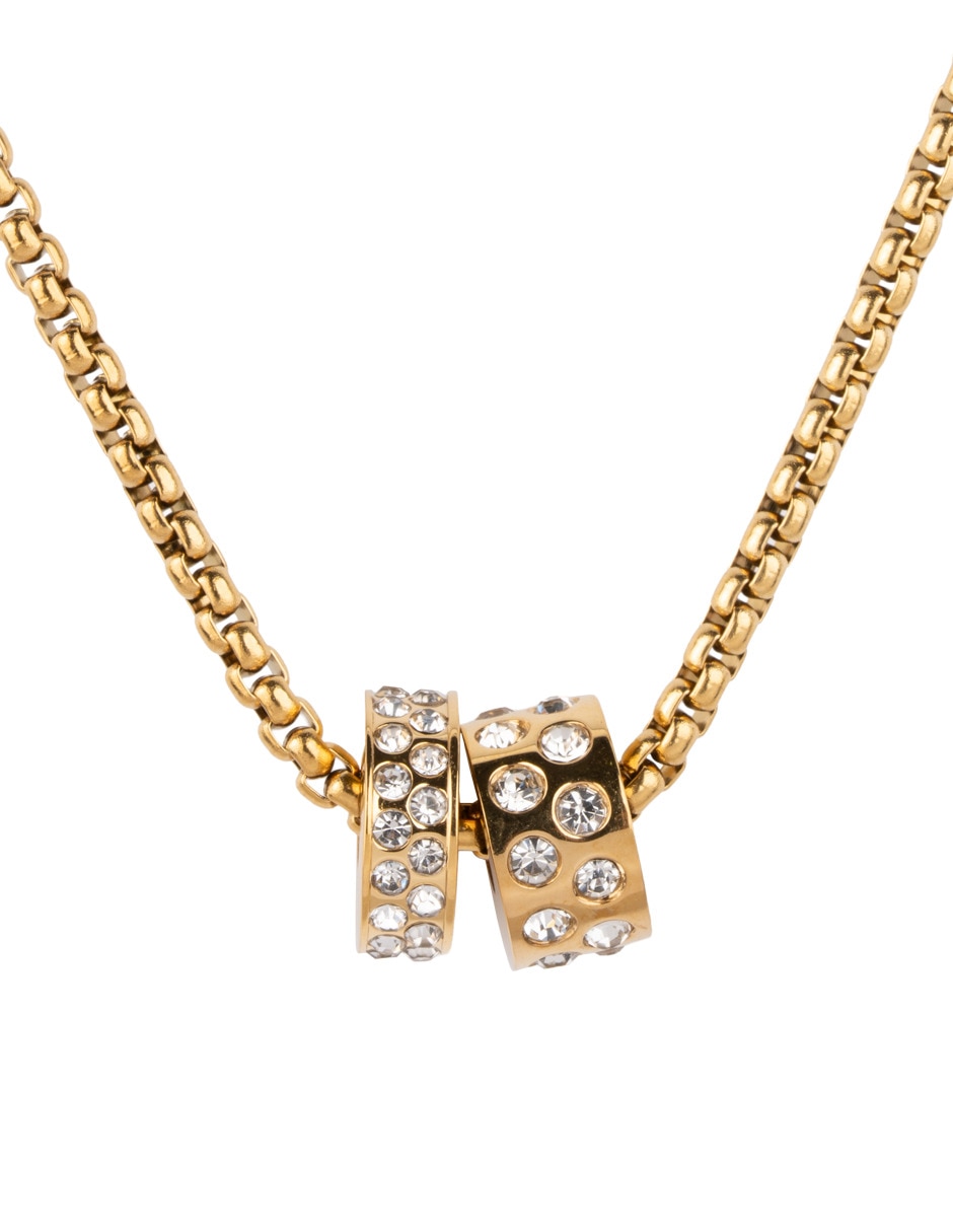 Collar con dije taly de acero inoxidable 14 k Collar con dije taly de acero inoxidable 14 k