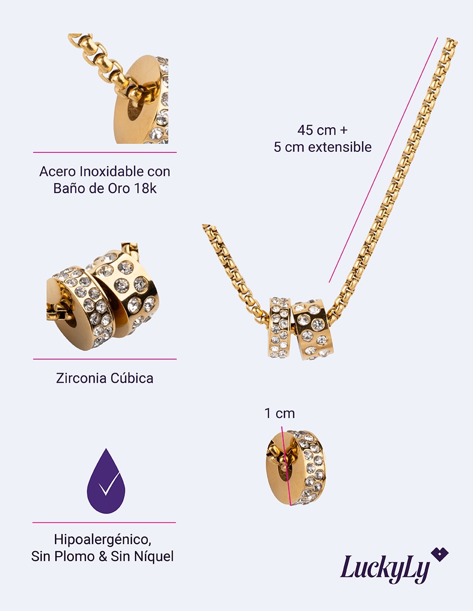 Collar con dije taly de acero inoxidable 14 k 7