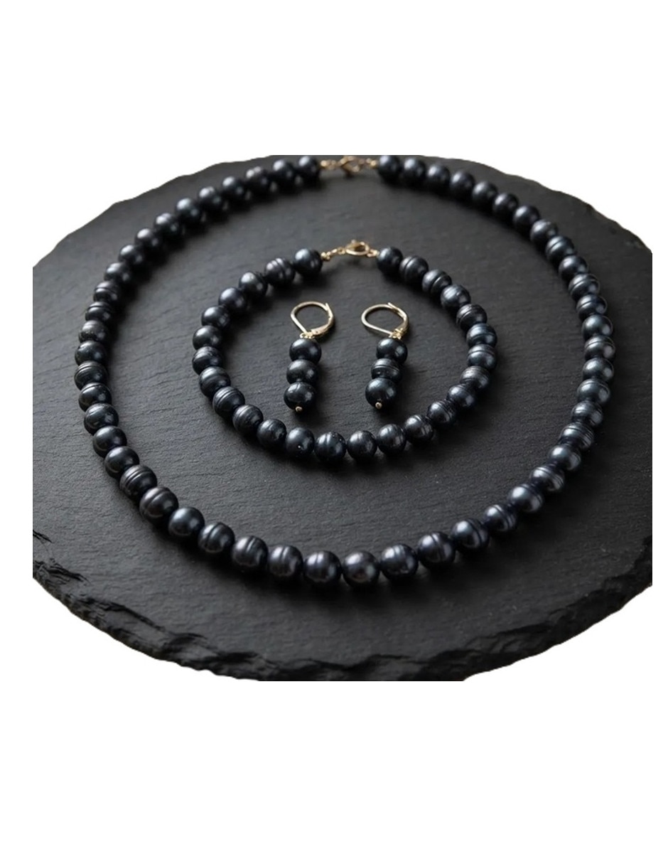 Set collar pulsera y aretes clásica méxico 14 k perla cultivada 6