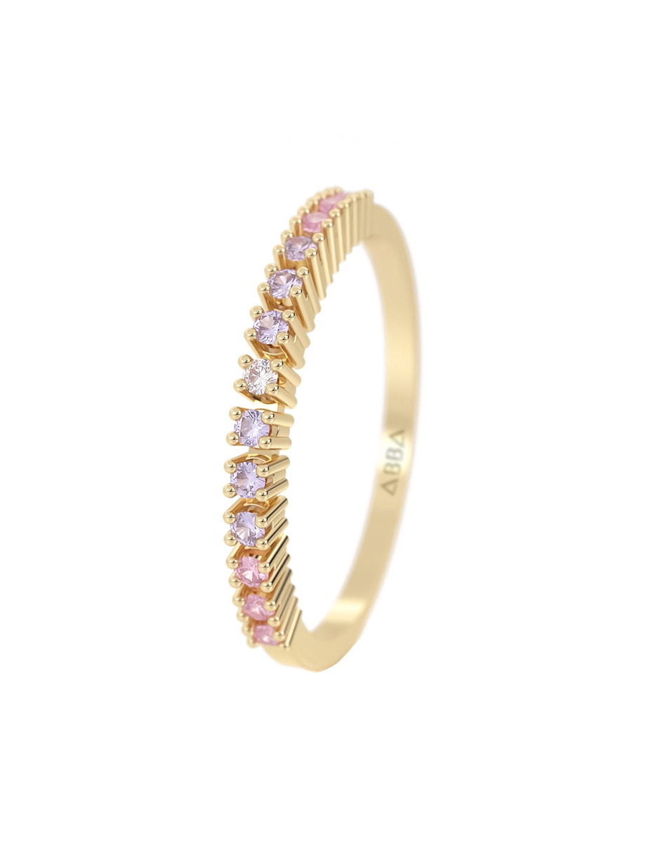 Anillo 10 k de oro zirconia brillante 4