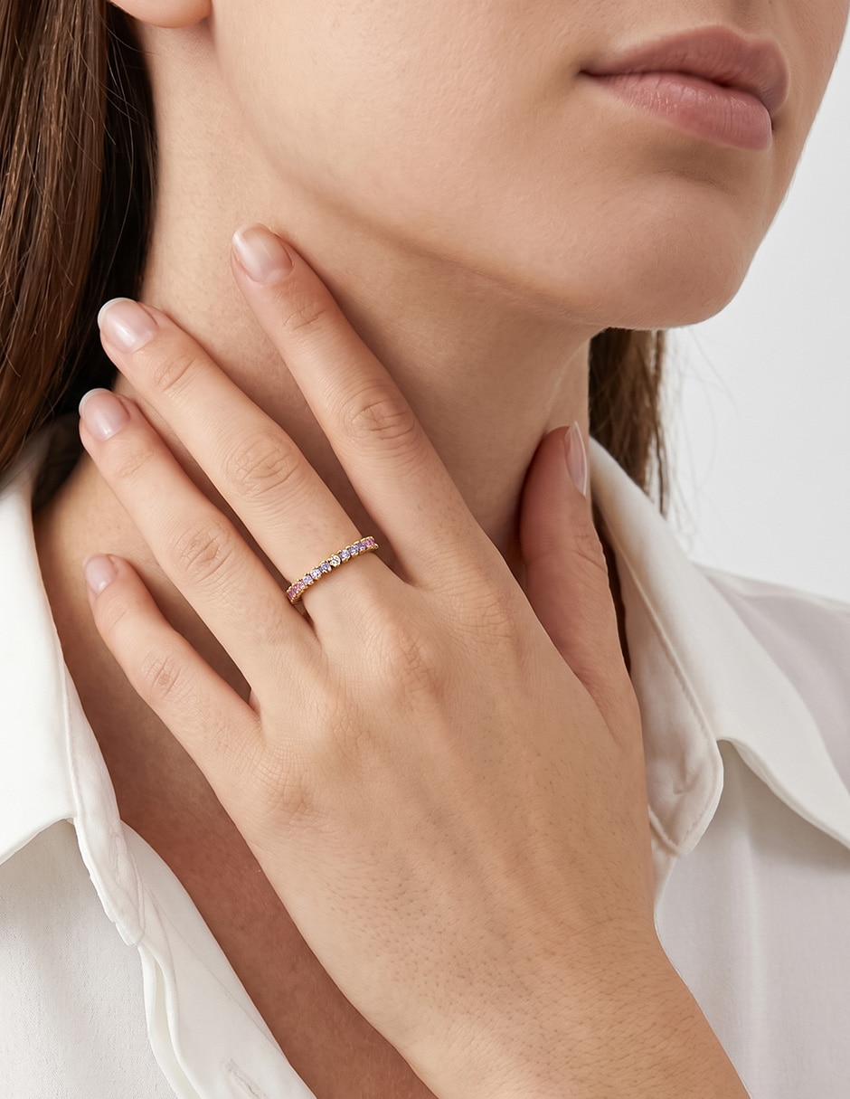 Anillo 14 k de oro zirconia brillante 5