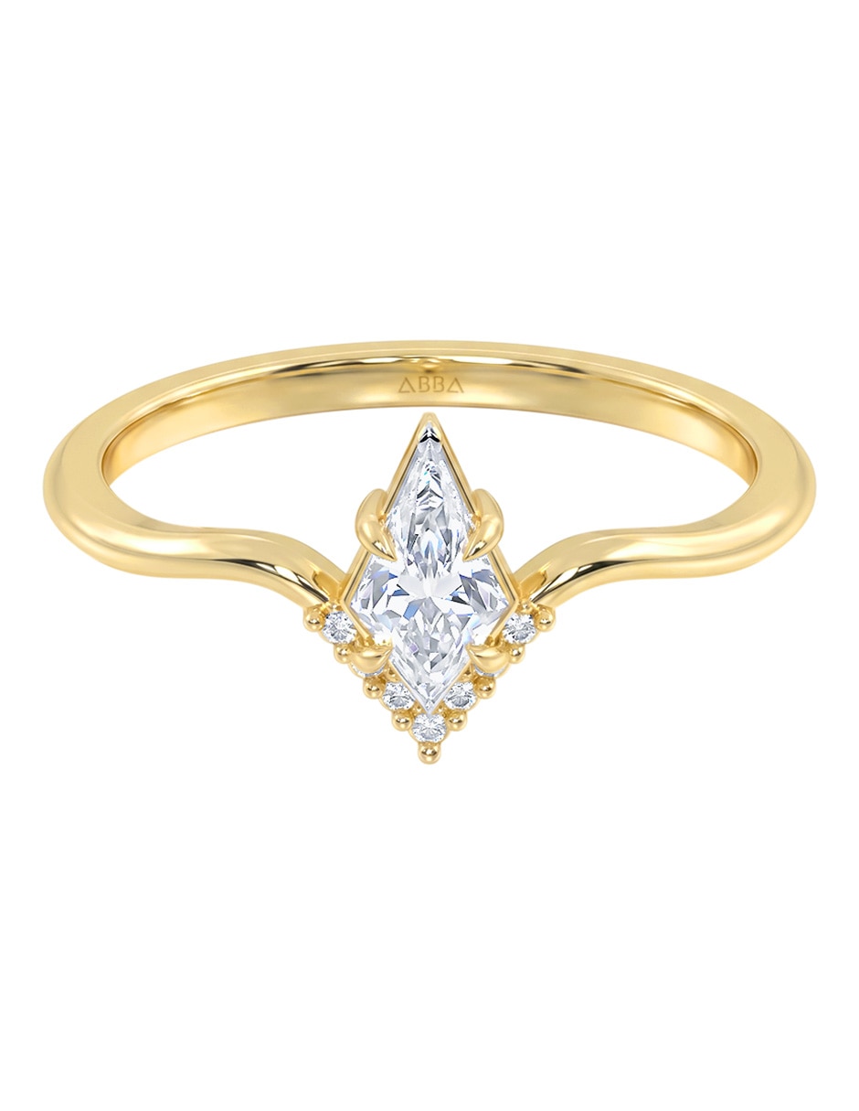 Anillo 10 k de oro zirconia brillante