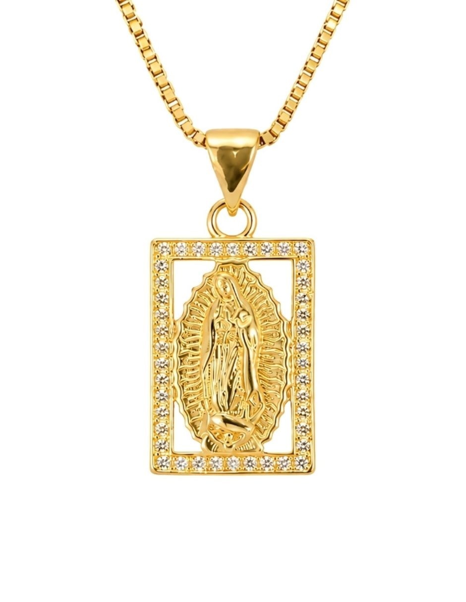 Collar con dije de virgen de guadalupe santina de acero inoxidable Collar con dije de virgen de guadalupe santina de acero inoxidable