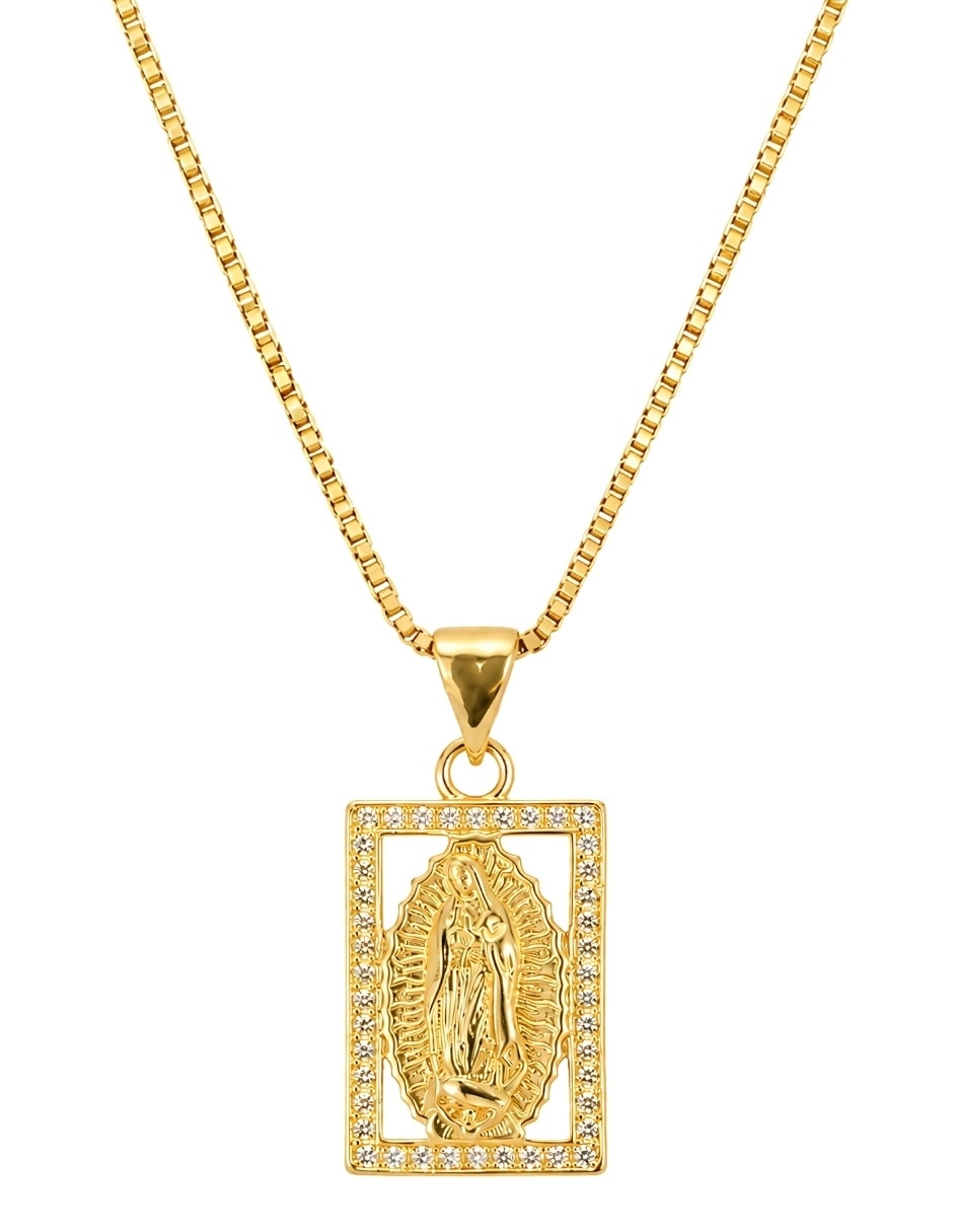 Collar con dije de virgen de guadalupe santina de acero inoxidable 2