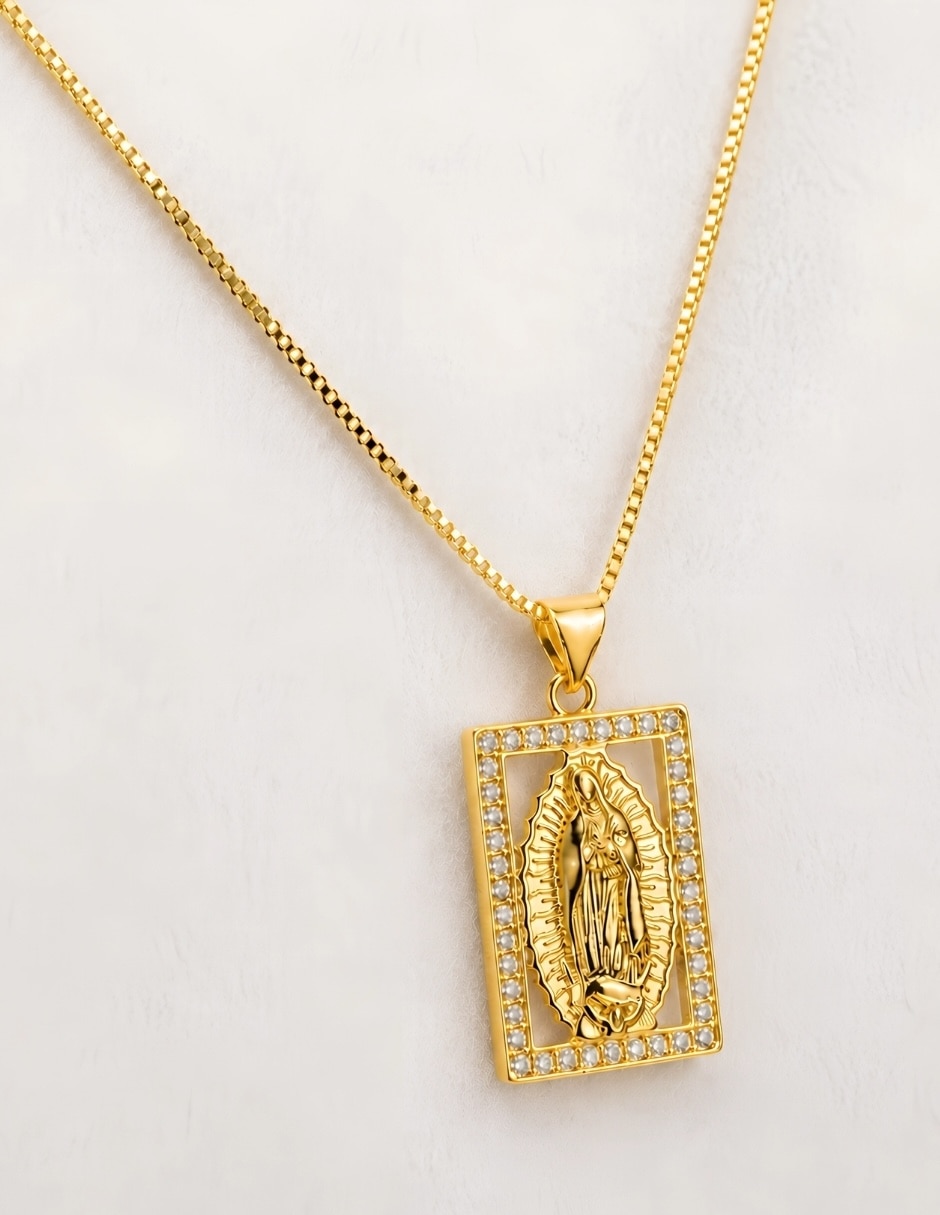 Collar con dije de virgen de guadalupe santina de acero inoxidable 5