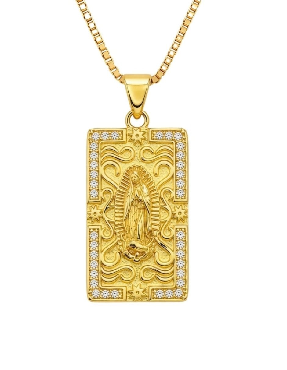 Collar con dije de virgen de guadalupe sacra de acero inoxidable