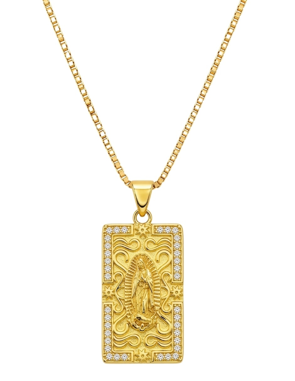 Collar con dije de virgen de guadalupe sacra de acero inoxidable 2