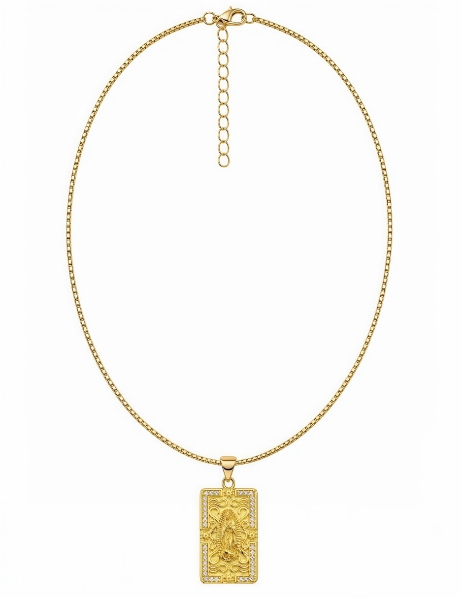 Collar con dije de virgen de guadalupe sacra de acero inoxidable 3