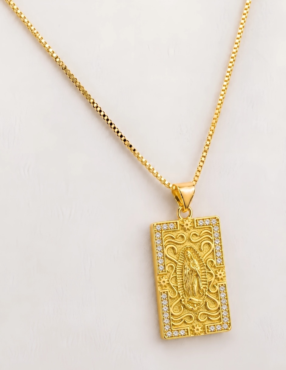 Collar con dije de virgen de guadalupe sacra de acero inoxidable 5