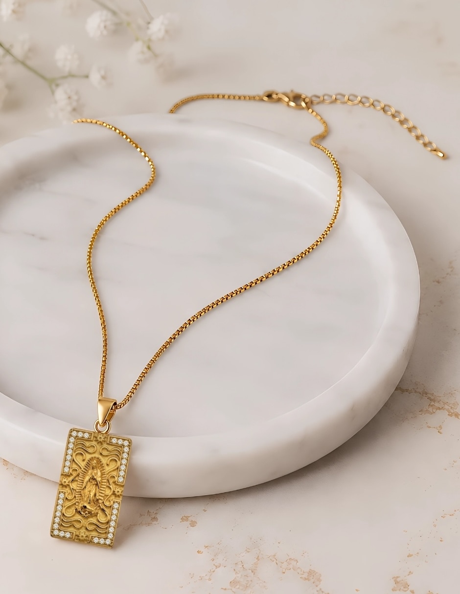 Collar con dije de virgen de guadalupe sacra de acero inoxidable 6