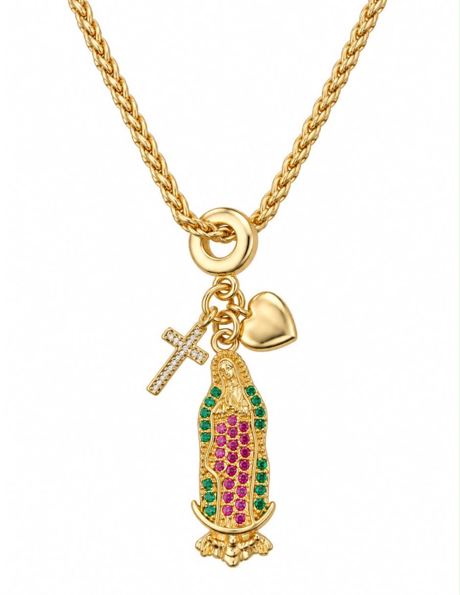 Collar con dije No aplica de (si aplica) Virgen de Guadalupe de Oro laminado 10 K 3