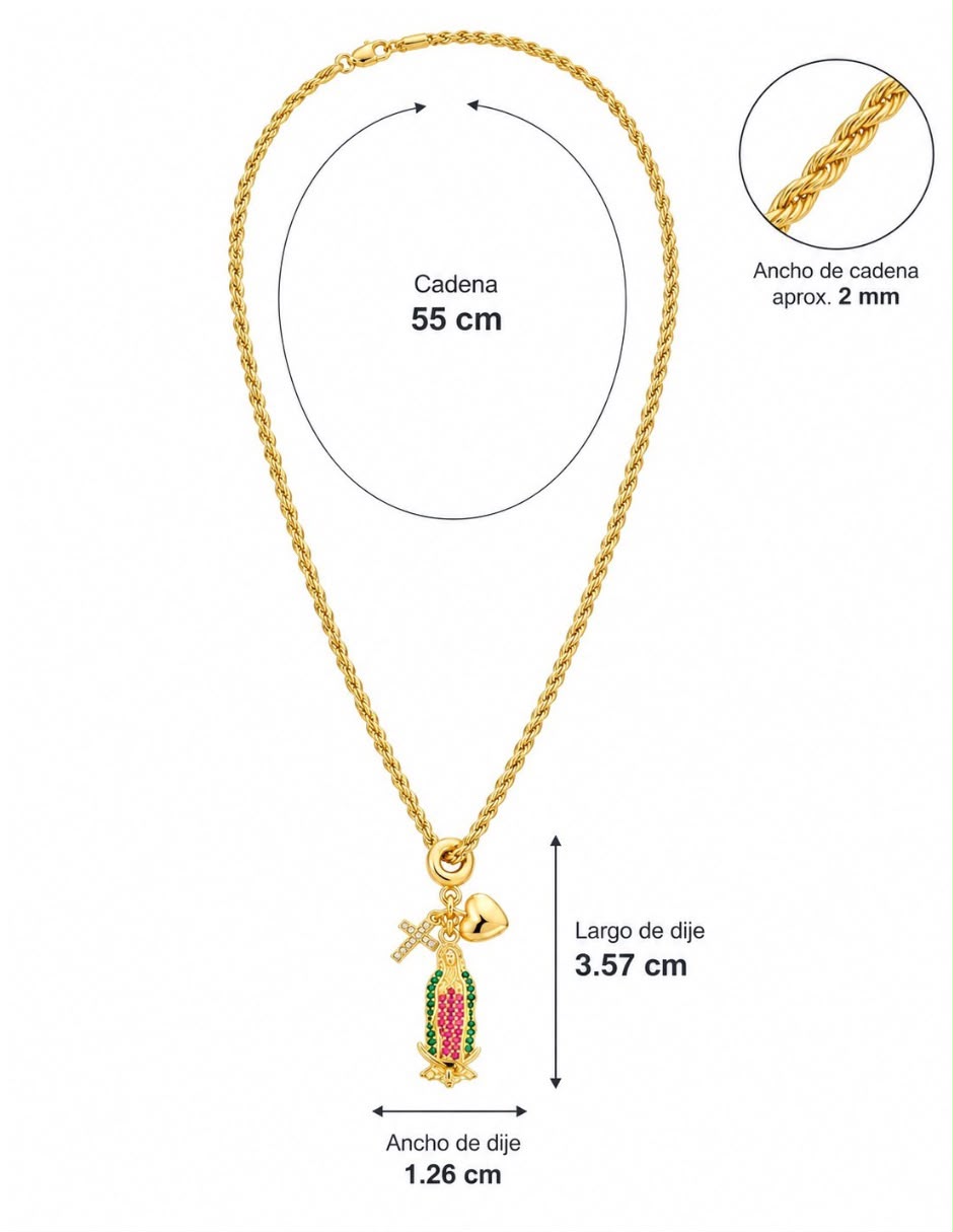 Collar con dije No aplica de (si aplica) Virgen de Guadalupe de Oro laminado 10 K 4