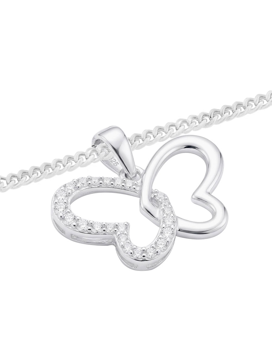 Collar con dije de alas corazón de plata 2