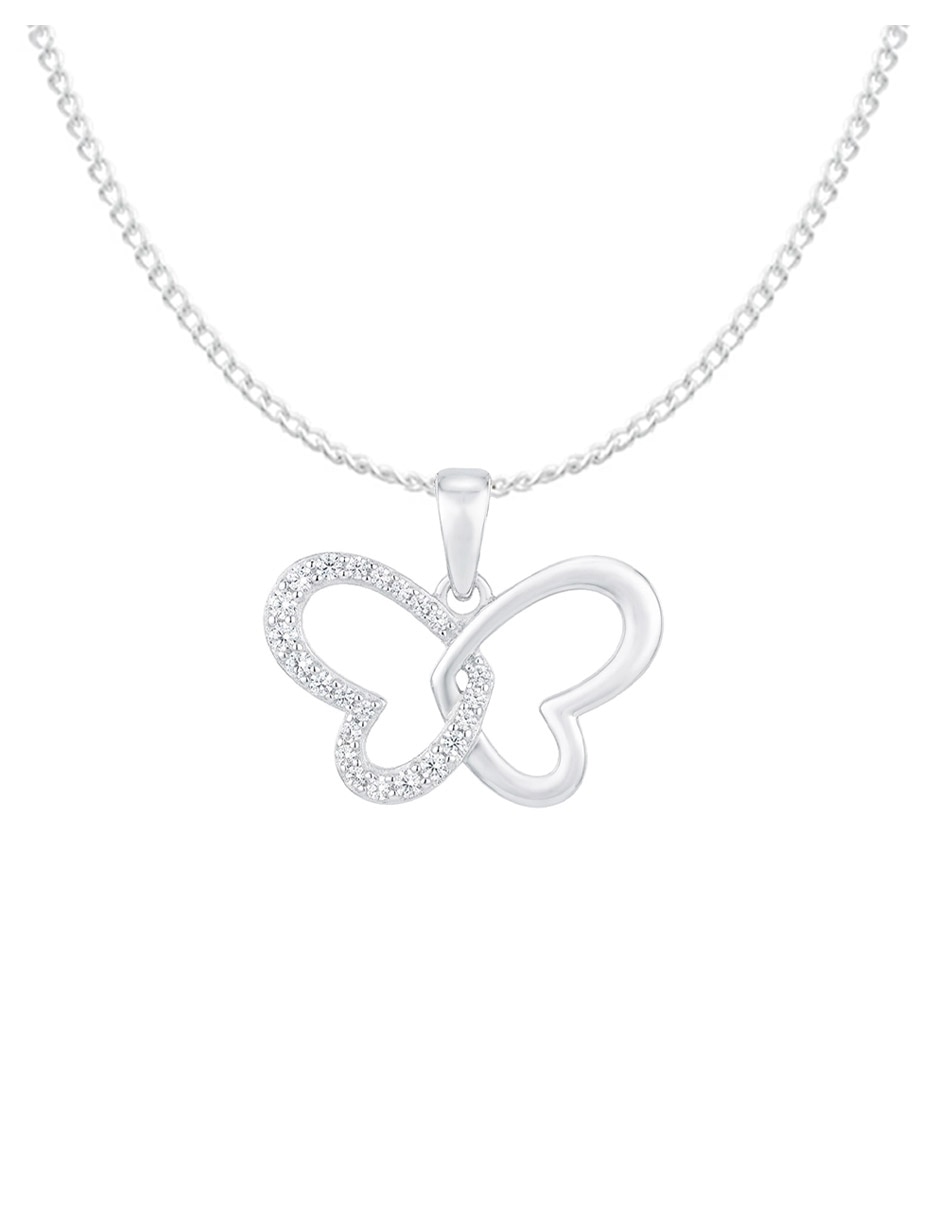 Collar con dije de alas corazón de plata 3