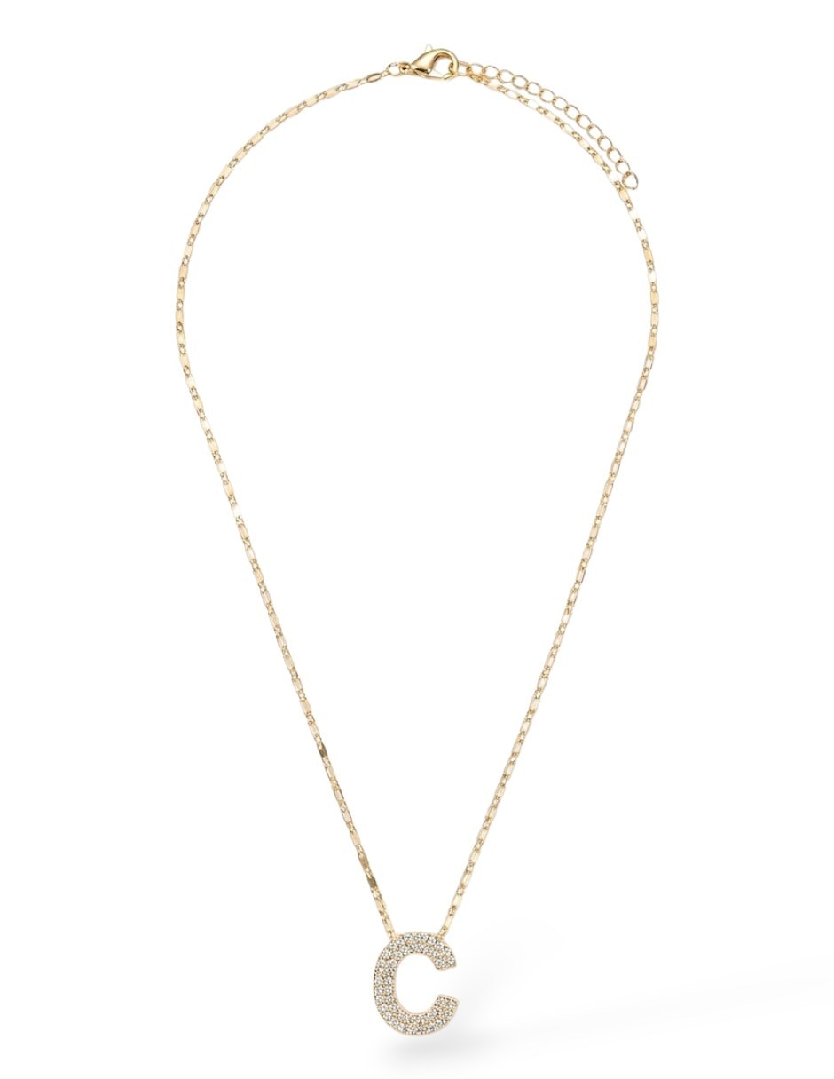 Collar con dije de letra c de oro laminado 18 k