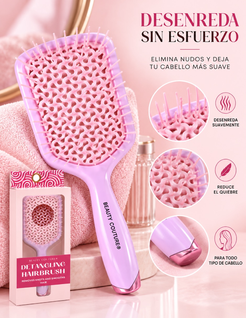 Cepillo para cabello de plástico