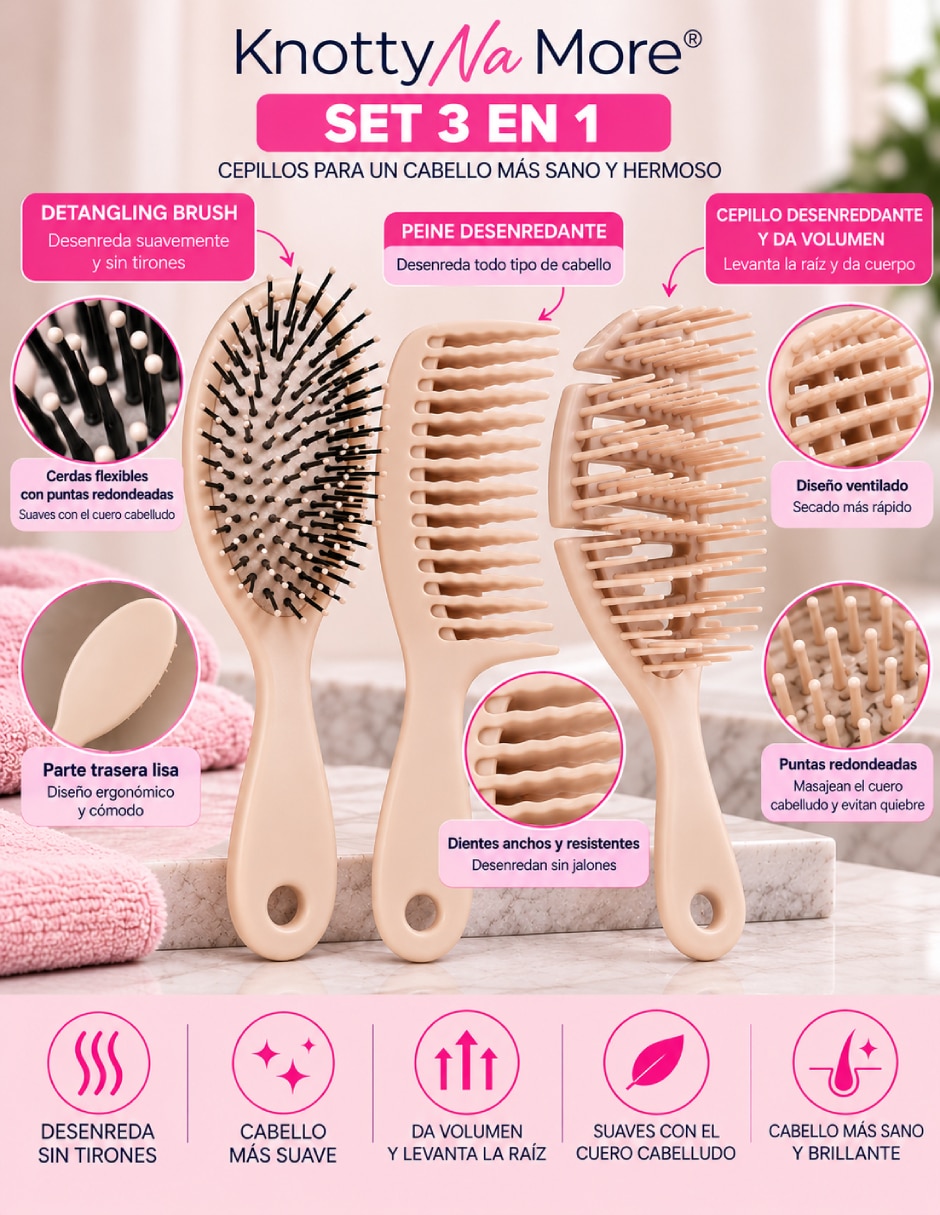 Cepillo para cabello de bambú