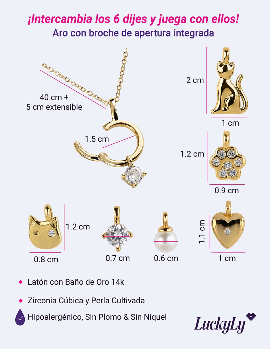 Collar con dije de gato noa 14 k 7