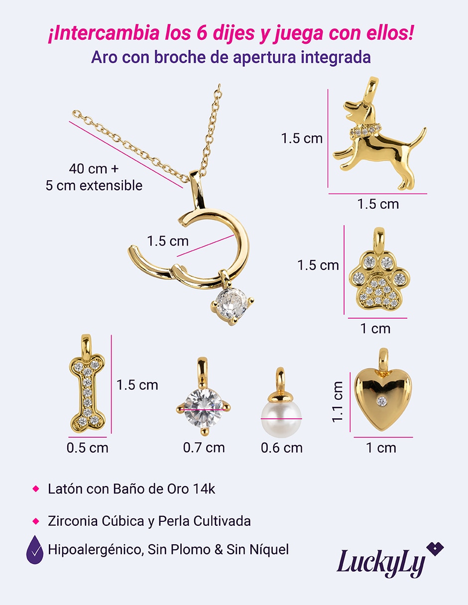 Collar con dije de perro noa 14 k 7