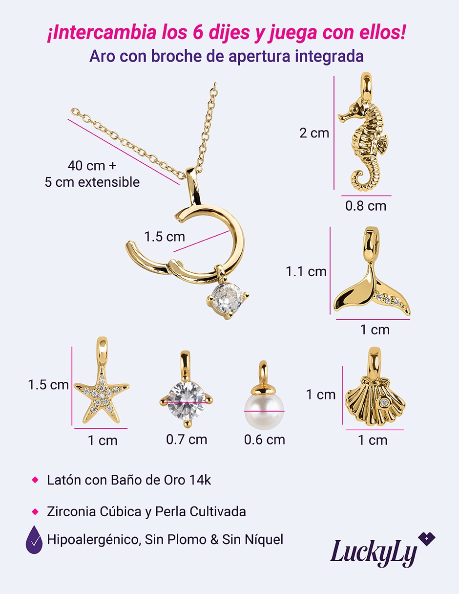 Collar con dije de caballito mar noa 14 k 7
