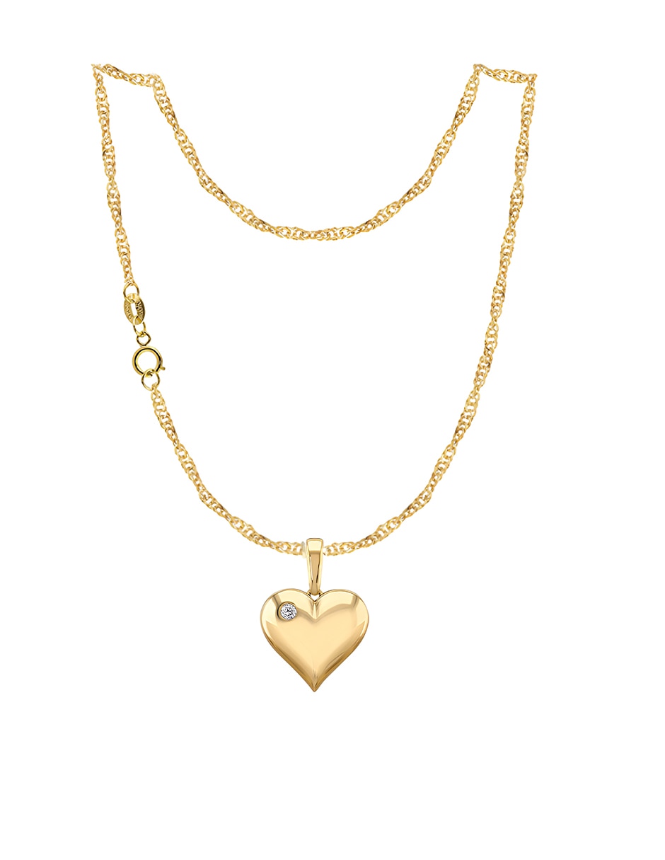 Collar con dije de corazón de oro 10 k 1