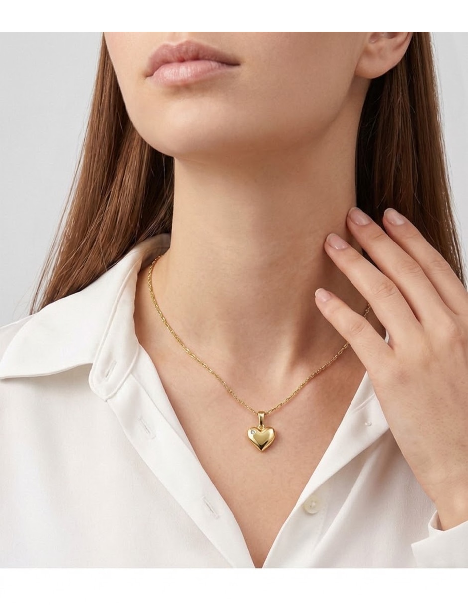 Collar con dije de corazón de oro 10 k 3