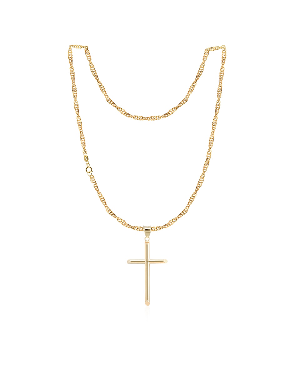 Collar con dije de cruz de oro 10 k