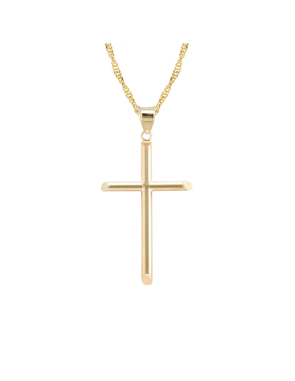 Collar con dije de cruz de oro 10 k 2