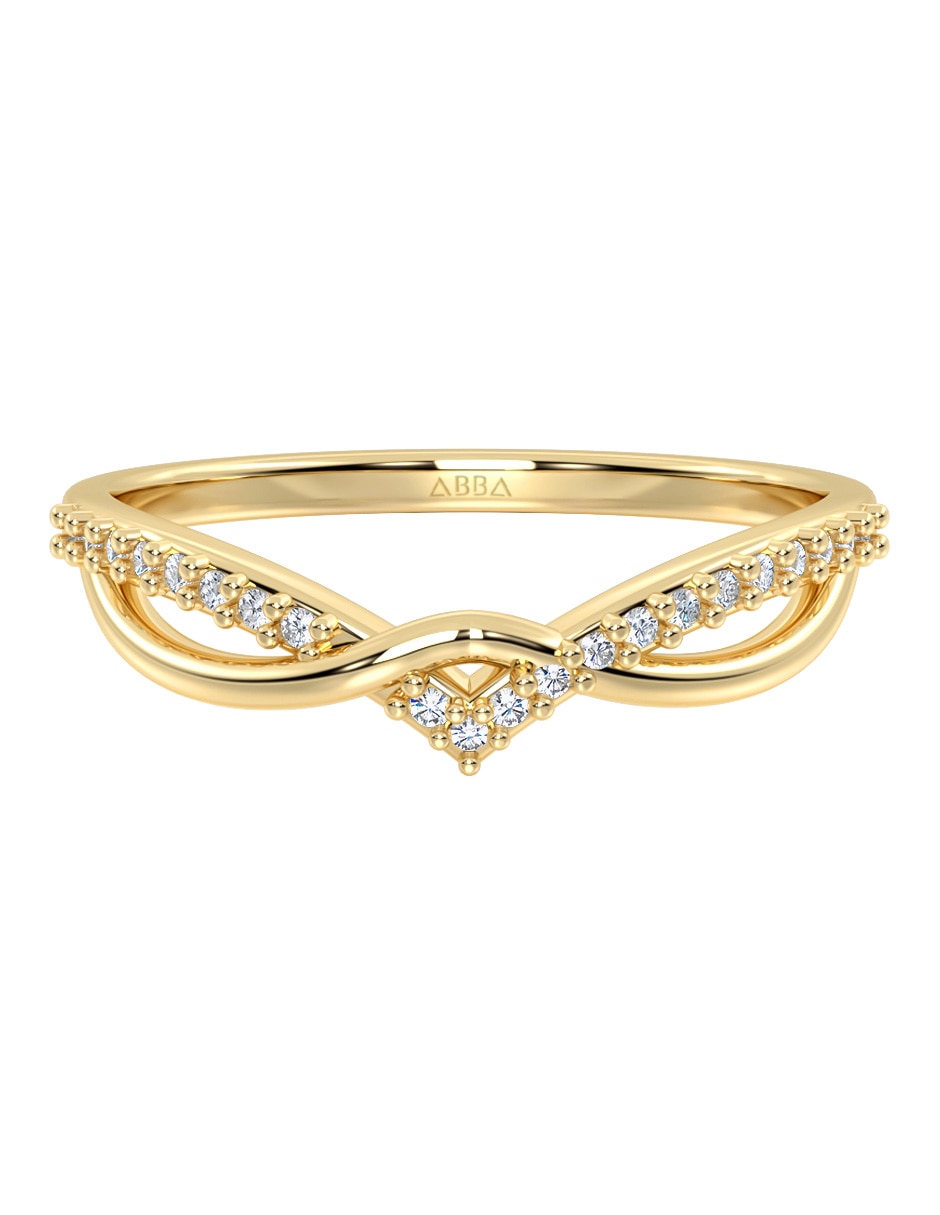 Anillo 10 k de oro zirconia brillante