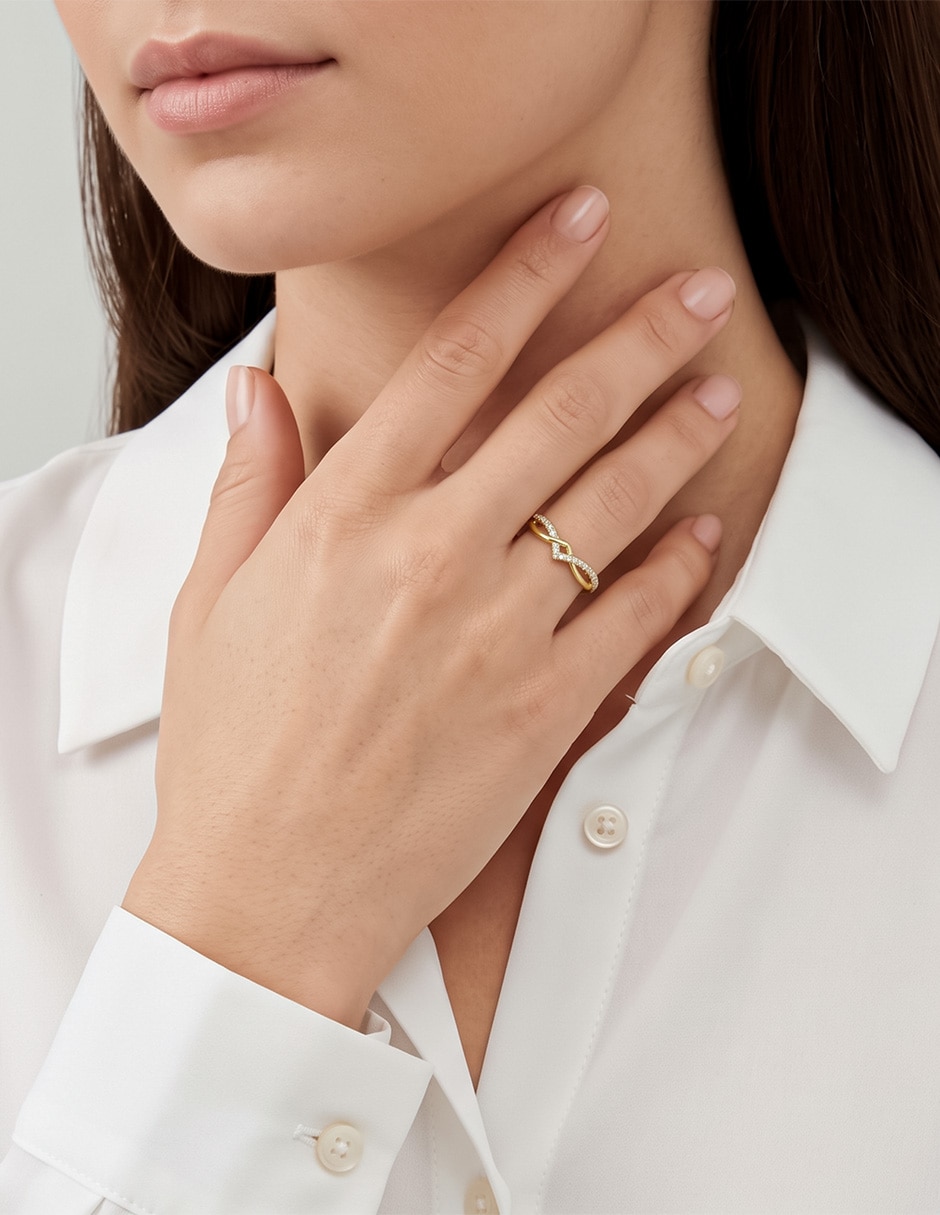 Anillo 10 k de oro zirconia brillante 3