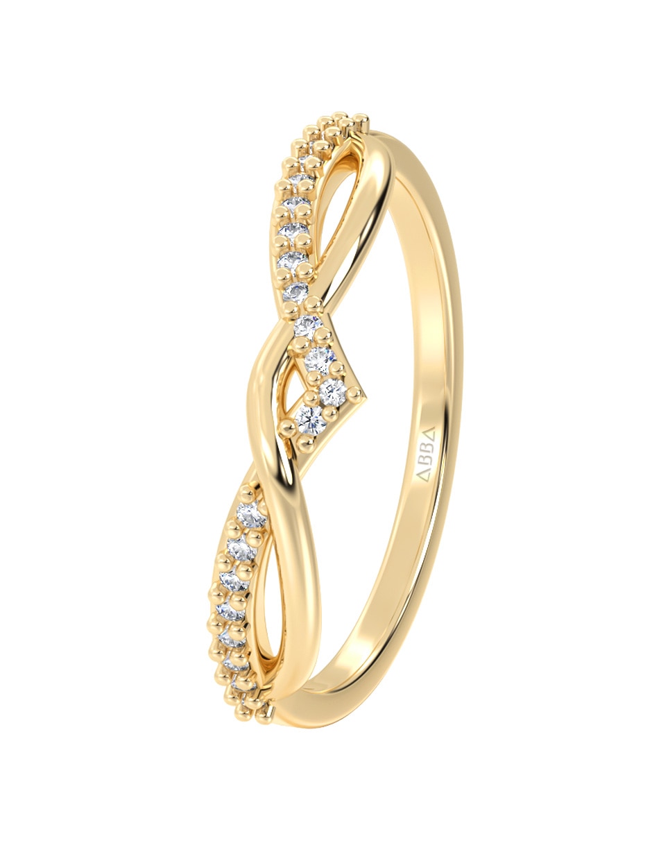 Anillo 10 k de oro zirconia brillante 4