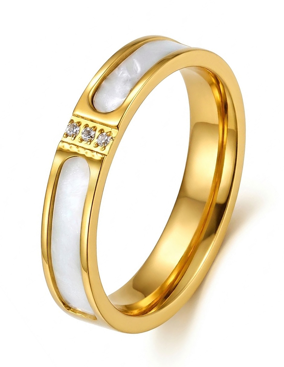 Set anillo 18 k de acero inoxidable circonita brillante 8