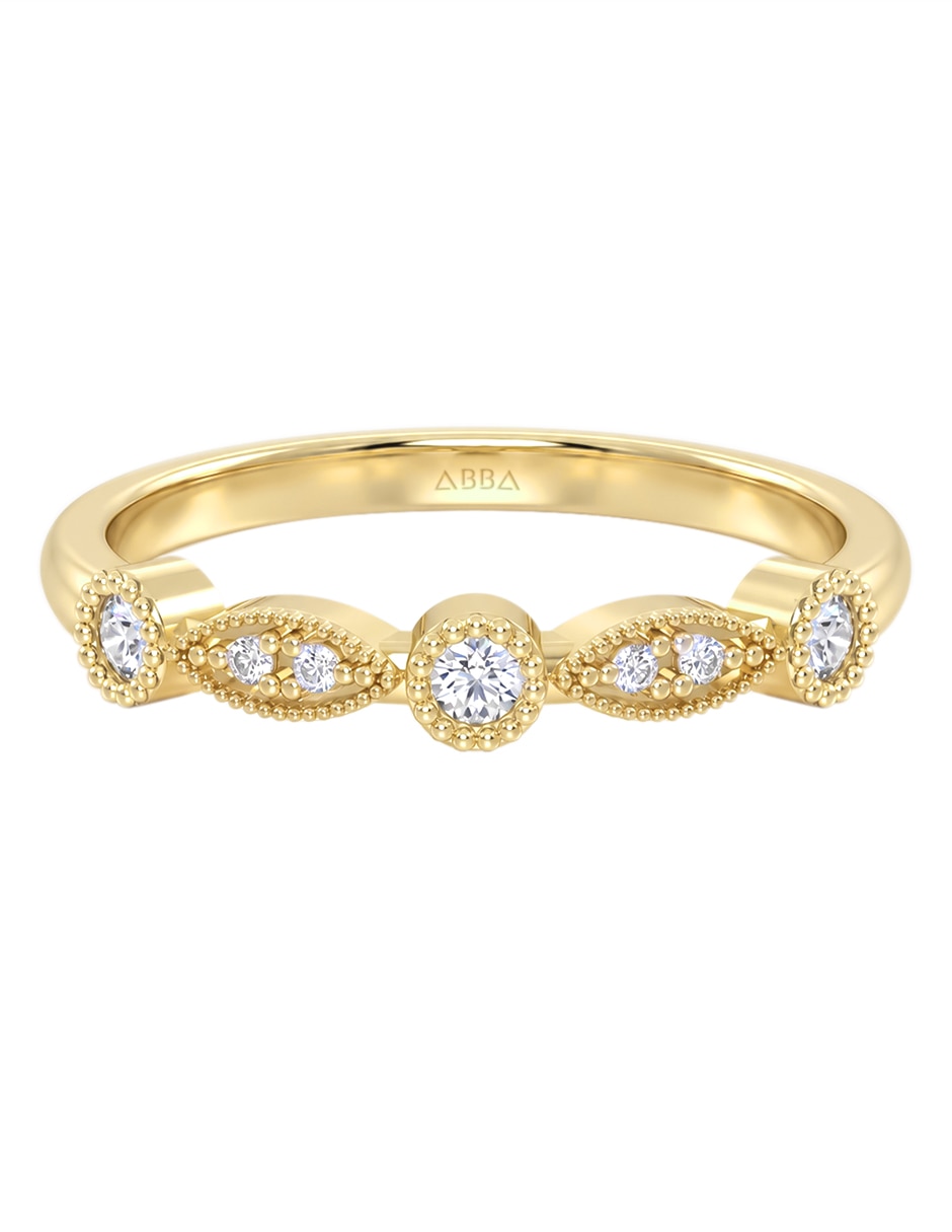 Anillo 10 k de oro zirconia brillante