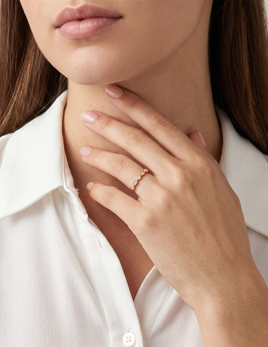Anillo 14 k de oro zirconia brillante 2
